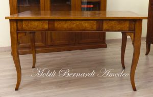 Classic desk made of solid walnut wood with top made of poplar briar
